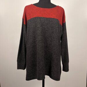 Liz Claiborne Weekend | Knit Sweater | L | Red/Gray Colorblock